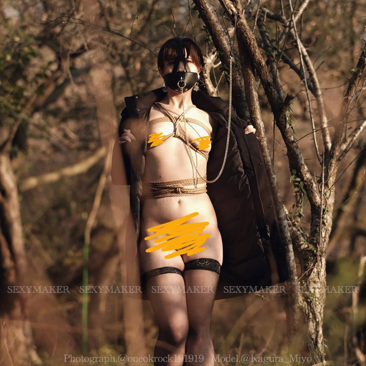 Half-Hood Head Bondage Muzzle Mask with Leash