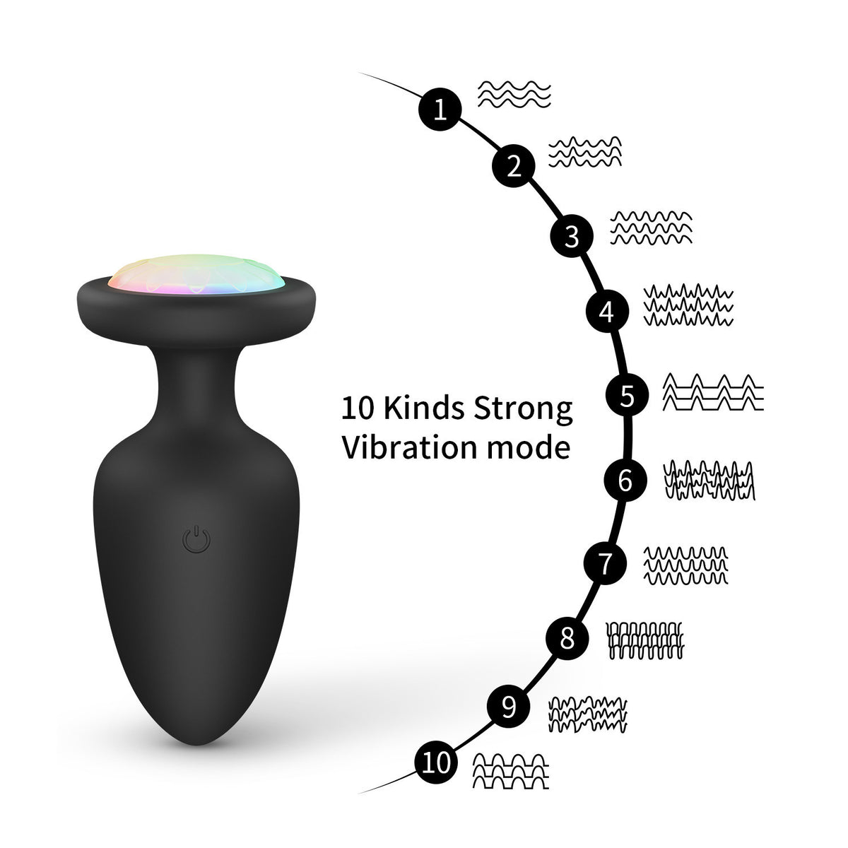 Remote-Controlled Light-Up Vibrating Anal Butt Plug with 10 Vibration Modes
