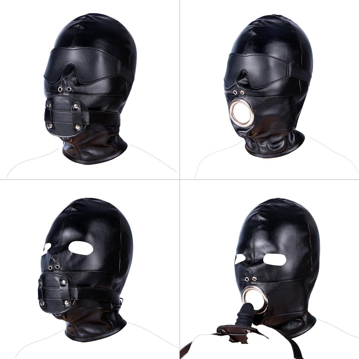 Total Lockdown Bondage Hood with Removable Blindfold and Dildo Gag