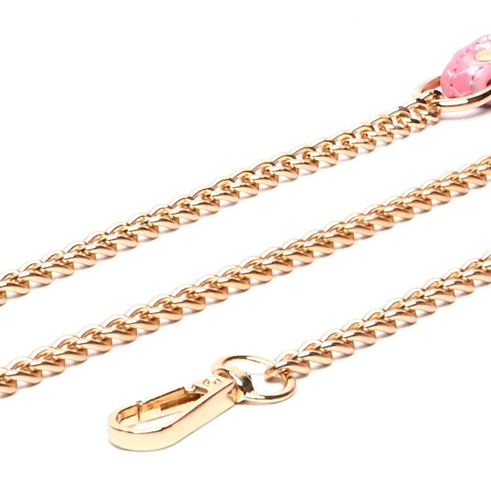 Seductive Dog Bone Charm BDSM Collar with Bell & Leash Pink/Black