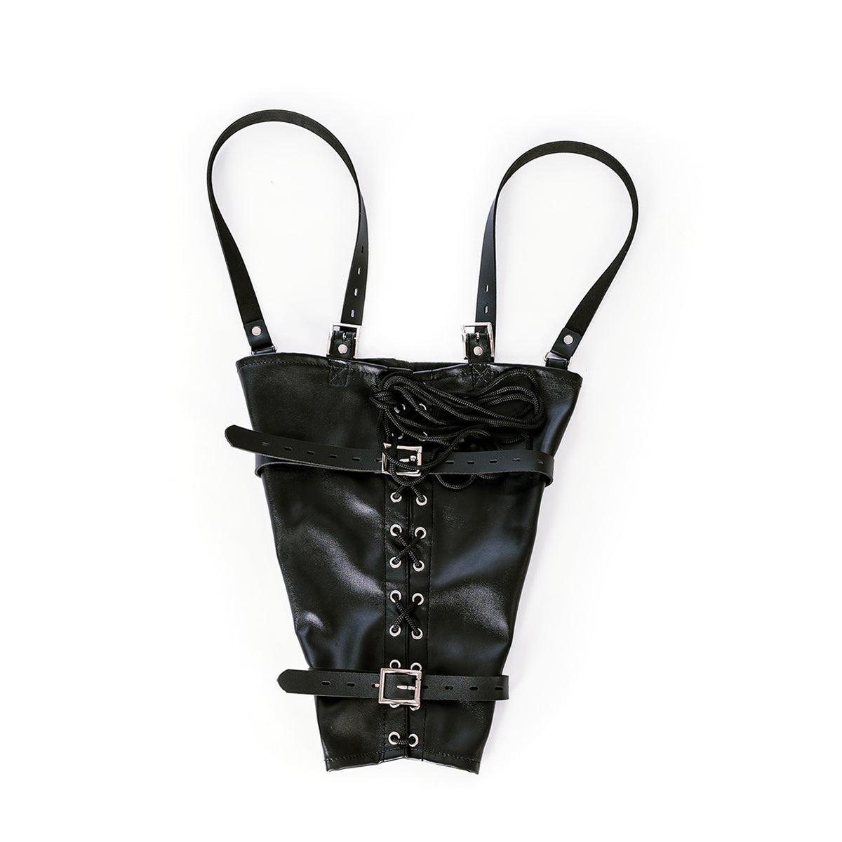 Adjustable Lace-up Back Restraint Vegan Leather Armbinder Black/White/Red/Rosered
