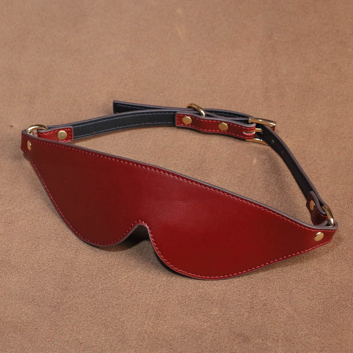 Strict Vegan Leather BDSM Blindfold – Adjustable PU Eye Mask for Sensory Play