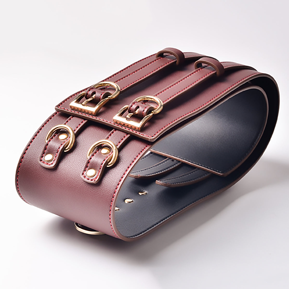 Matte Dark Wine Red Corset Restraint Set Unisex BDSM Gear
