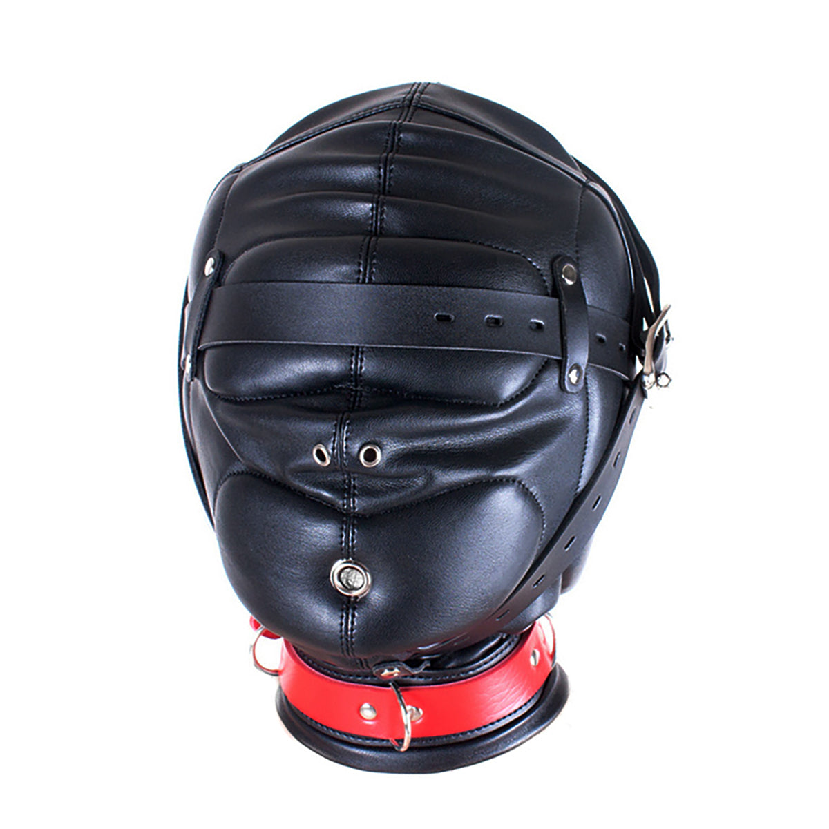 BDSM Fetish Full Head Restraint Slave Cushion Mask - Black/Red