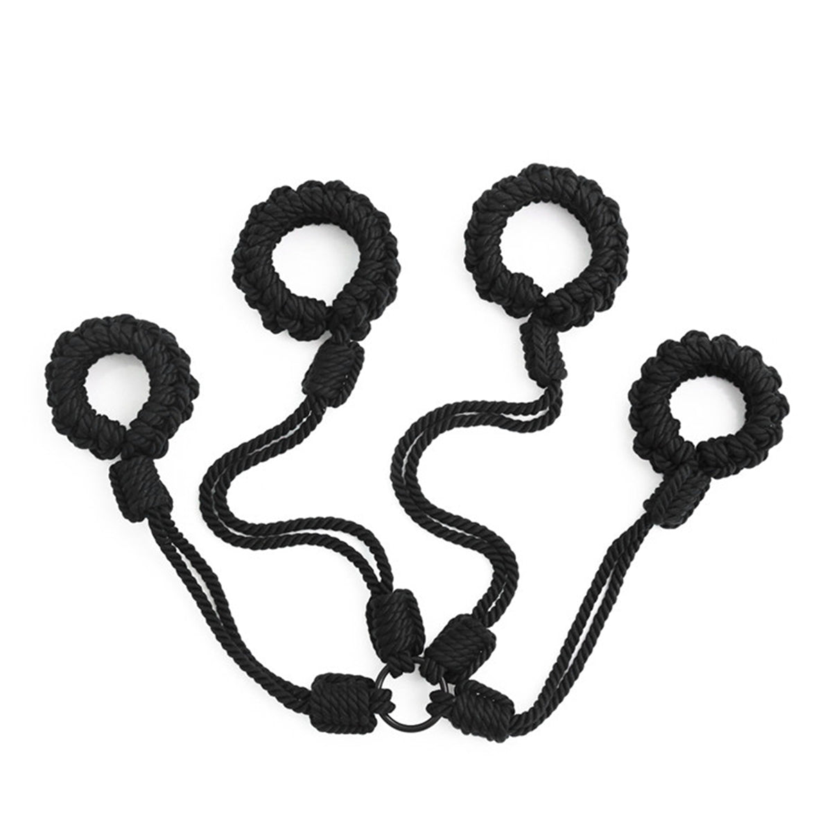 No-Escape Cotton Rope Wrist & Ankle Cuffs Set Black – Soft to Touch, Hard to Resist