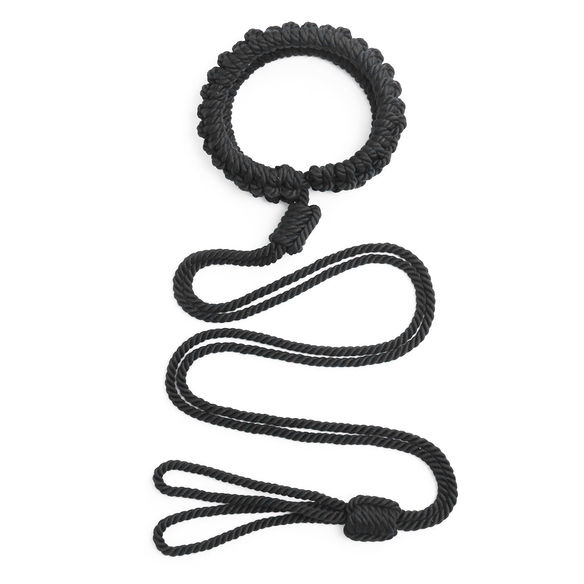 Handmade Cotton Rope Collar with Leash Black – Soft Kinky Restraint for Bondage