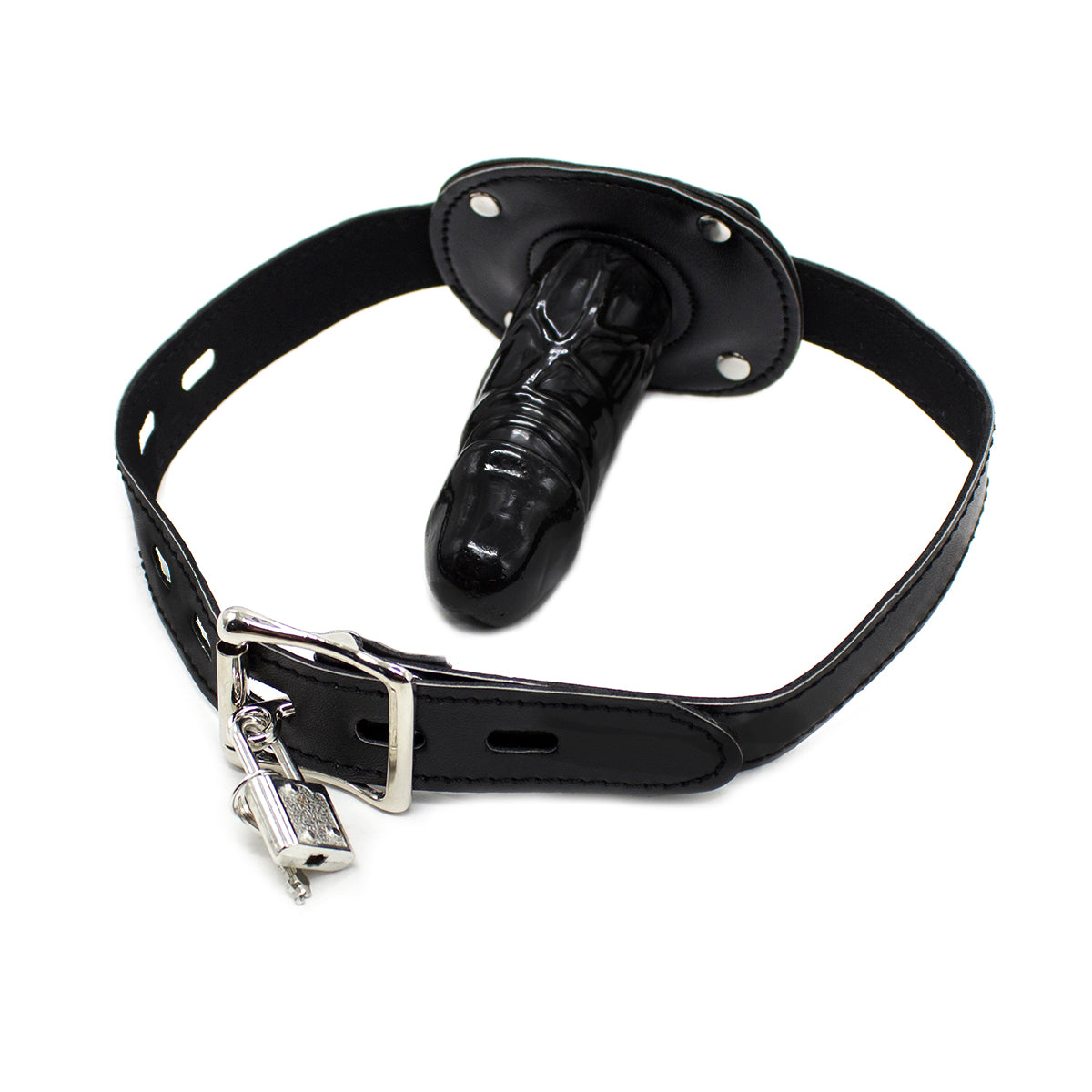 Lockable Deep-Throat Rubber Dildo Gag