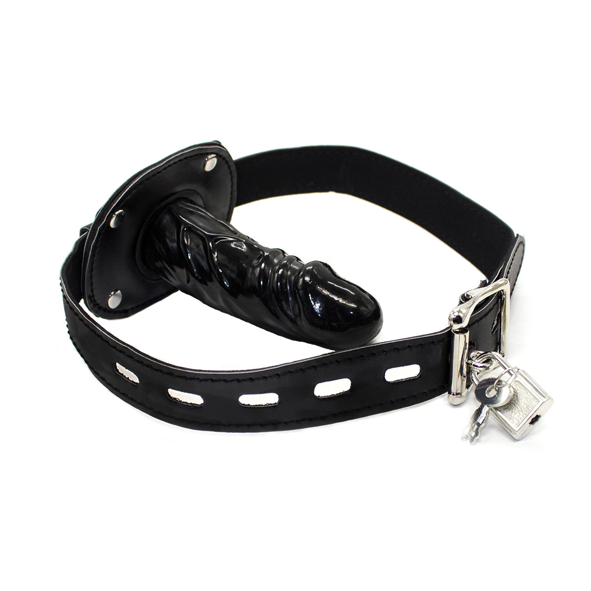 Lockable Deep-Throat Rubber Dildo Gag