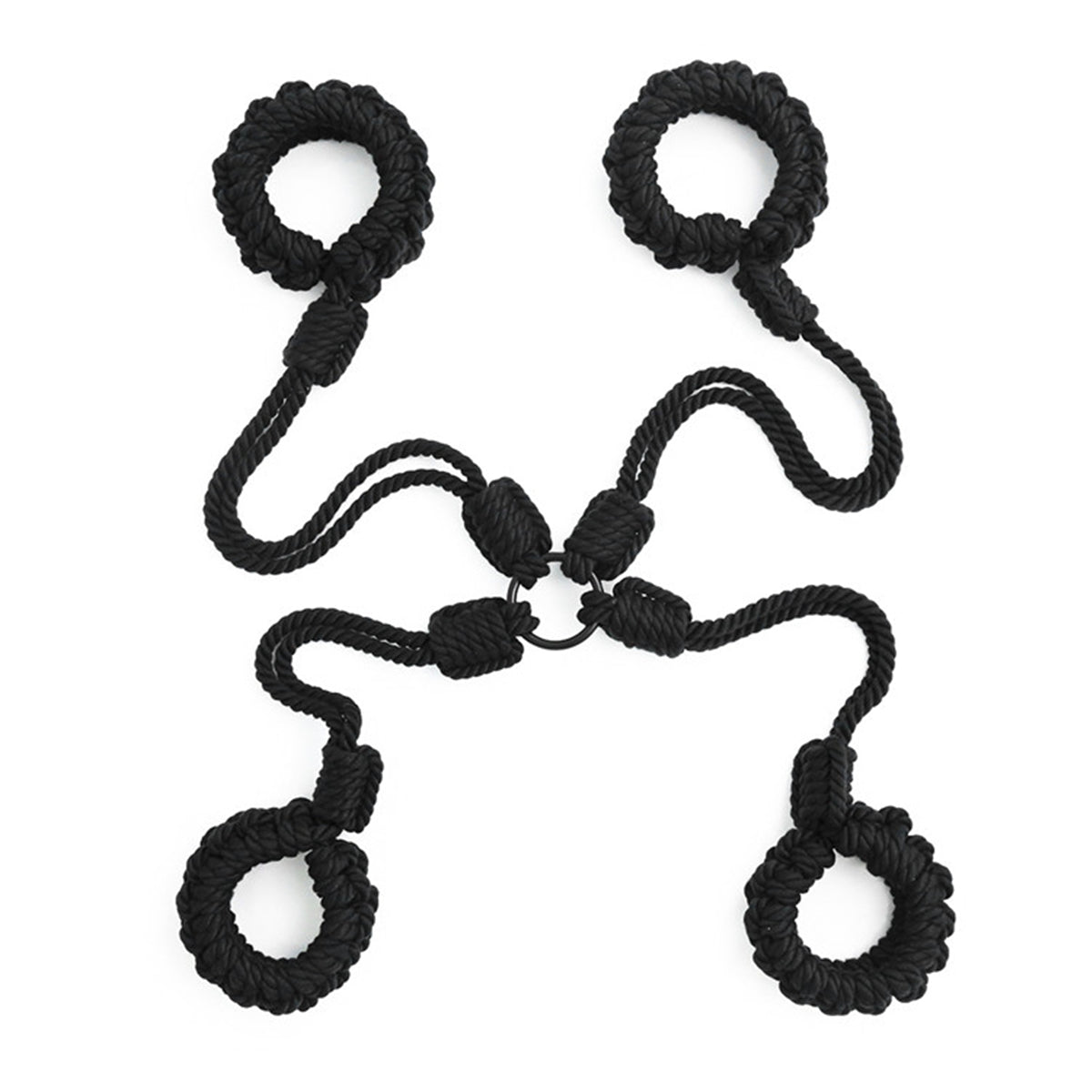 No-Escape Cotton Rope Wrist & Ankle Cuffs Set Black – Soft to Touch, Hard to Resist