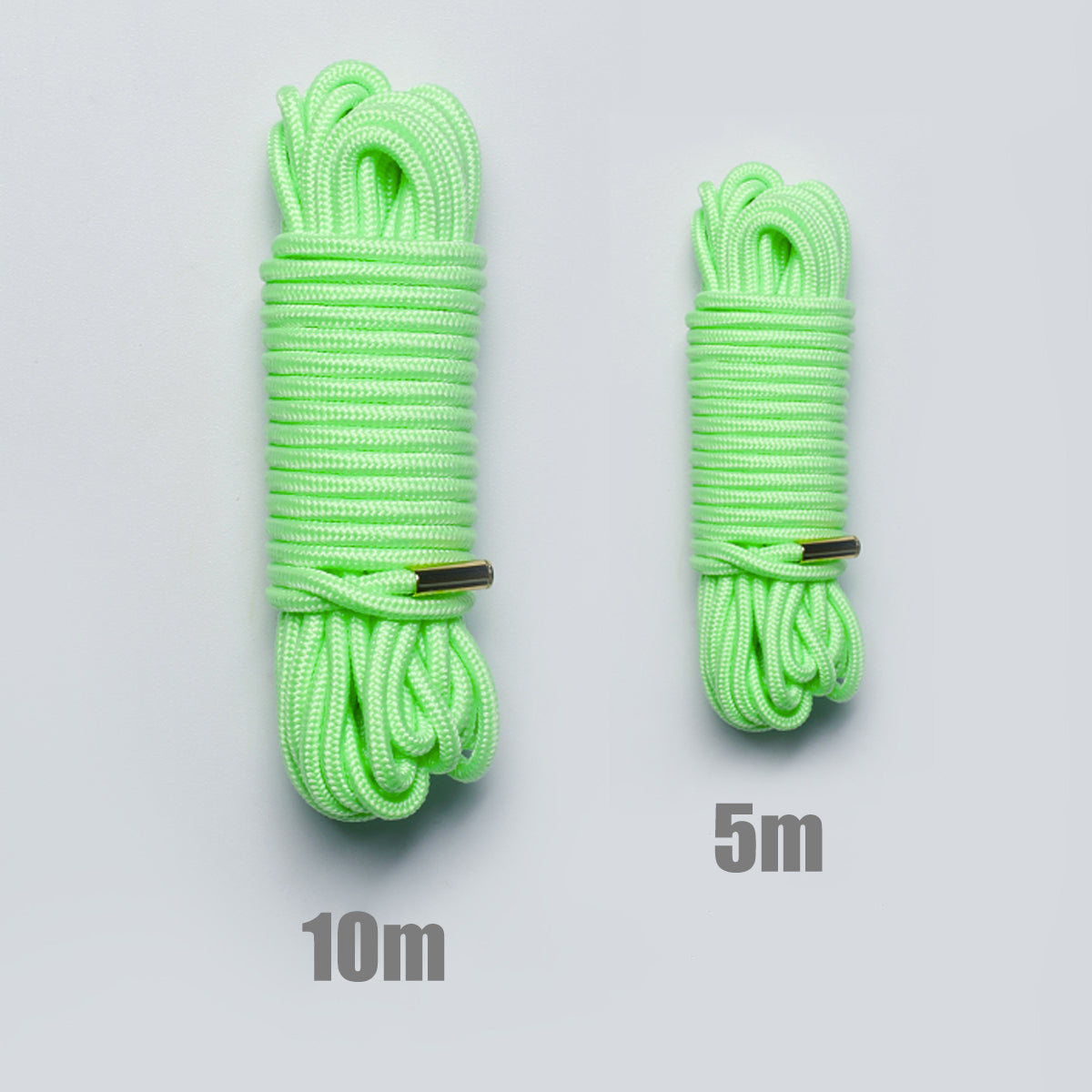 Close-up of neon green UV reactive Shibari bondage rope glowing brightly under blacklight for sensory rope play by Sexy Maker.