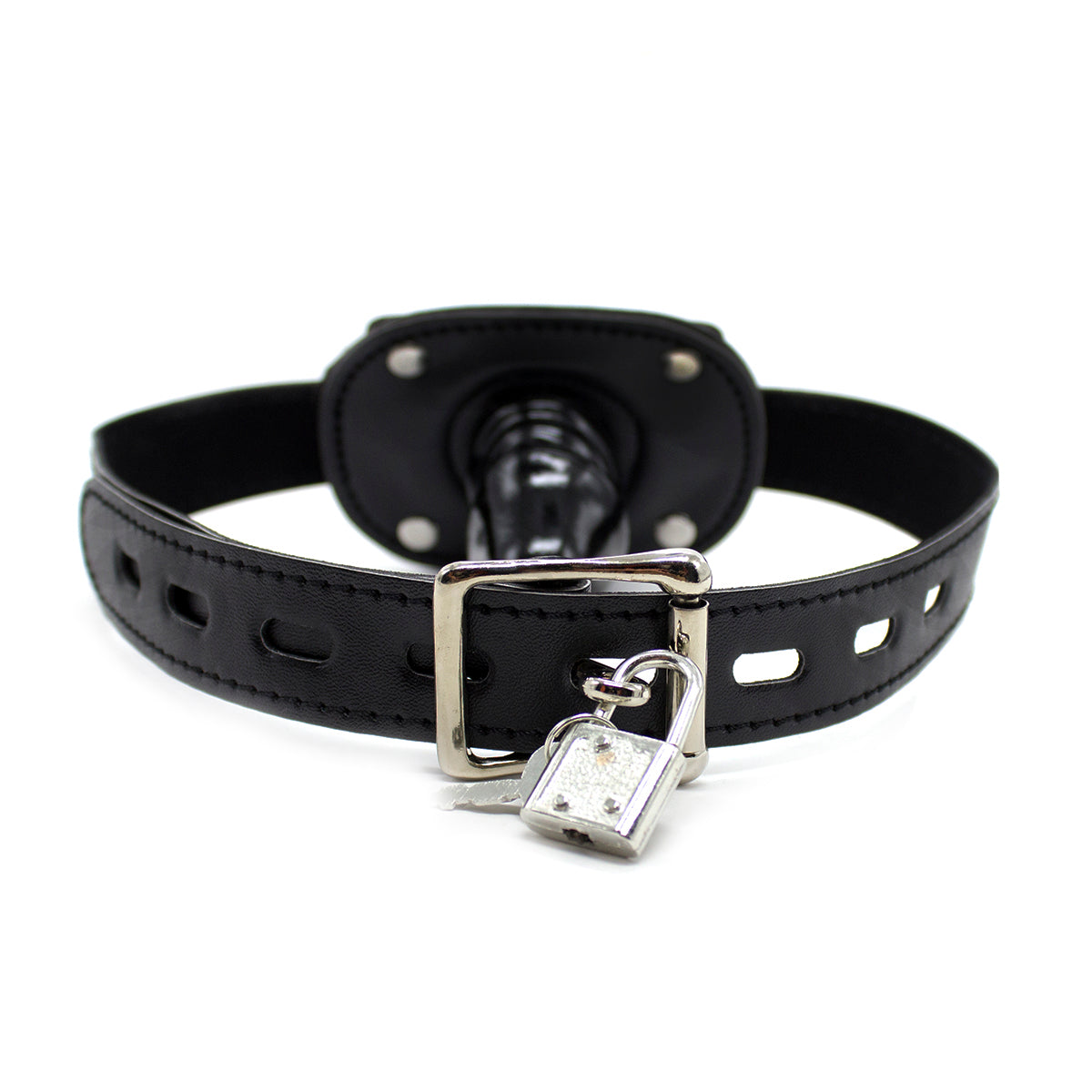 Lockable Deep-Throat Rubber Dildo Gag