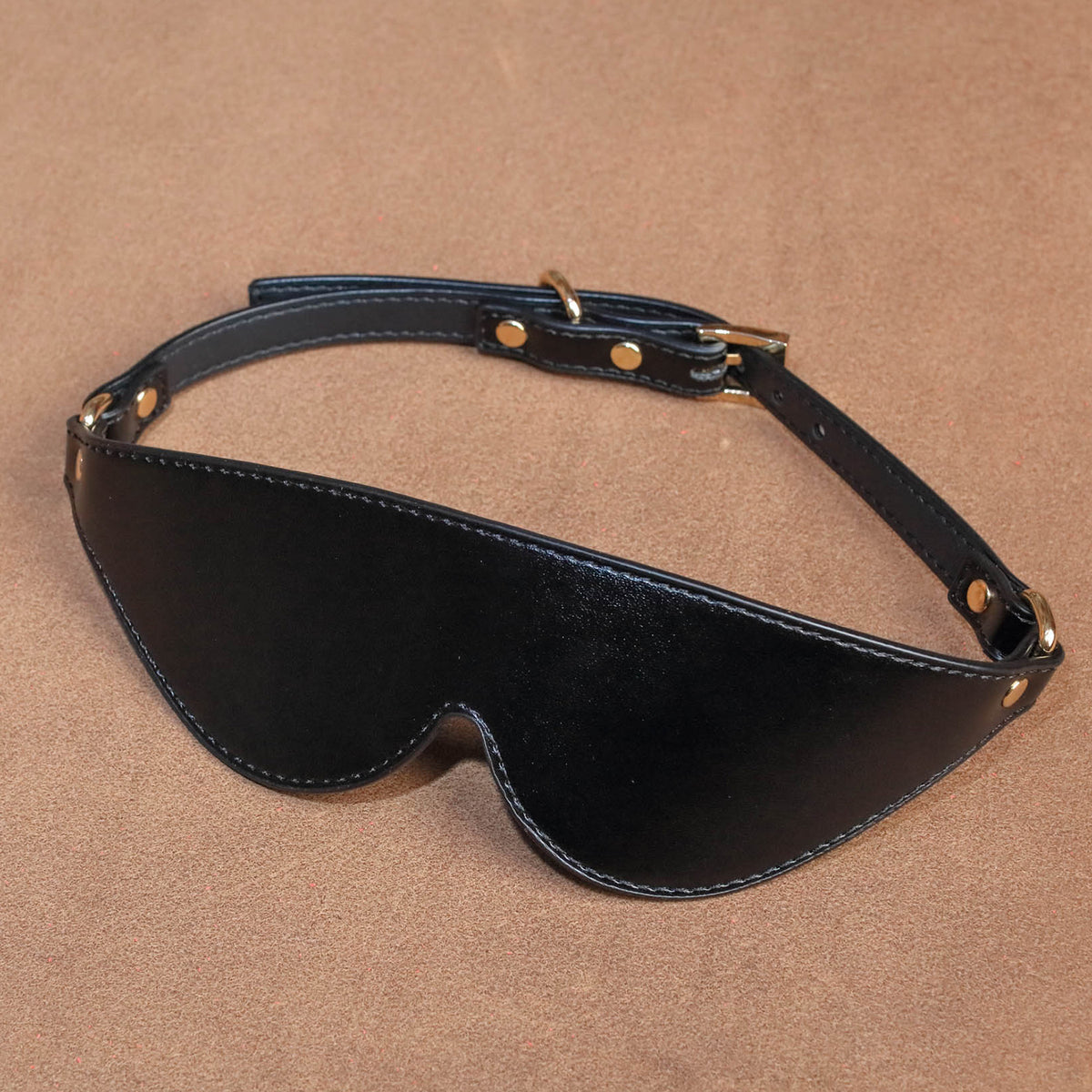 Strict Vegan Leather BDSM Blindfold – Adjustable PU Eye Mask for Sensory Play