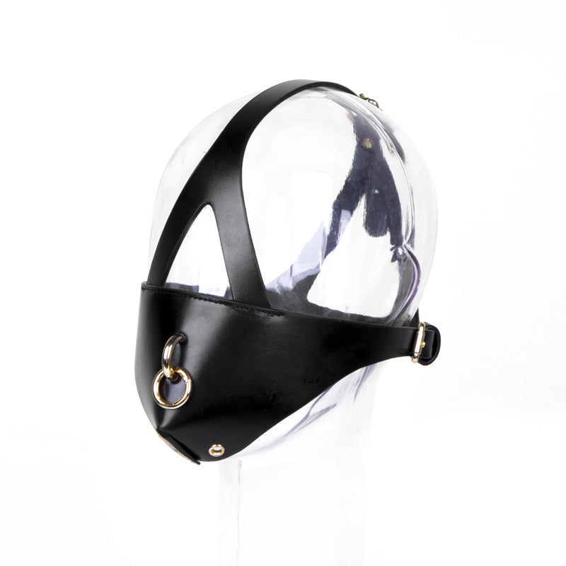 Half-Hood Head Bondage Muzzle Mask with Leash