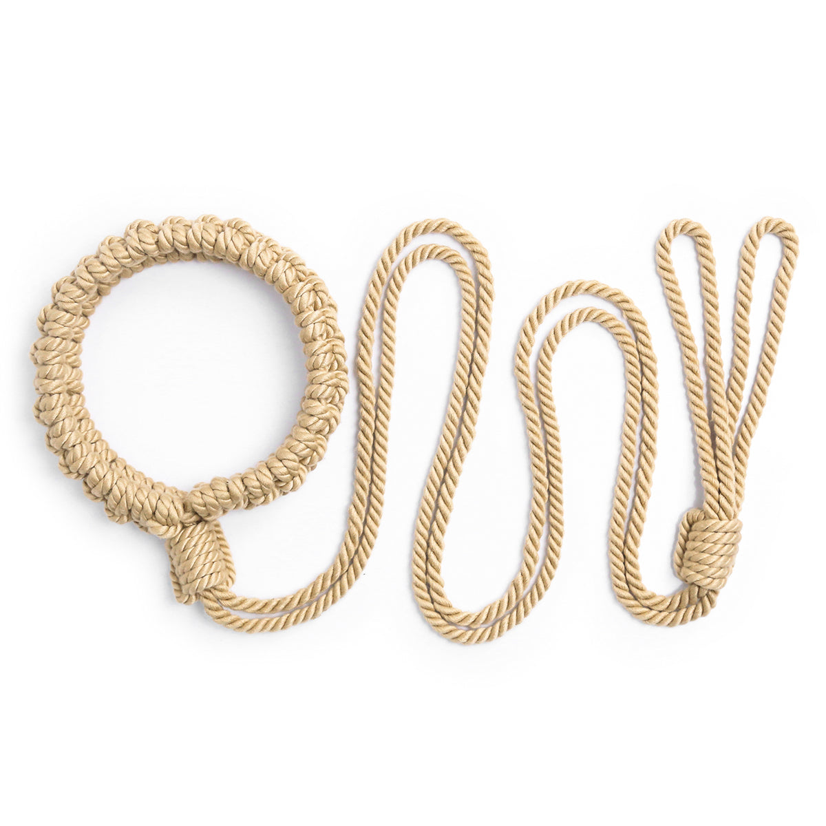 Handmade Cotton Rope Collar with Leash Beige – Soft Kinky Restraint for Bondage