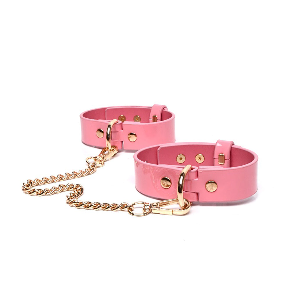 Glamorous Pink 5-Piece Bondage Set – Collar, Cuffs & Leash for Sweet Submission