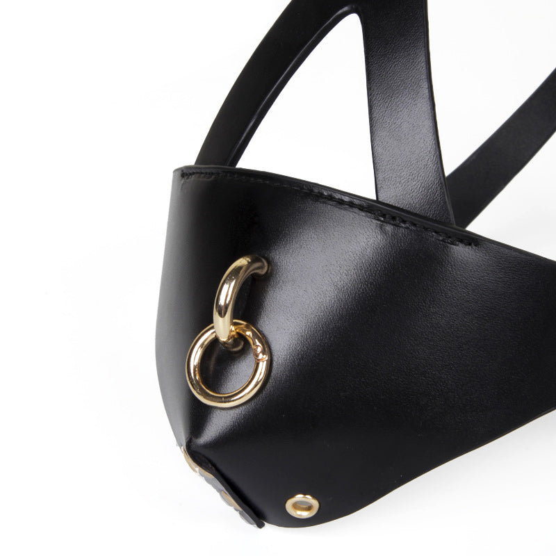 Half-Hood Head Bondage Muzzle Mask with Leash