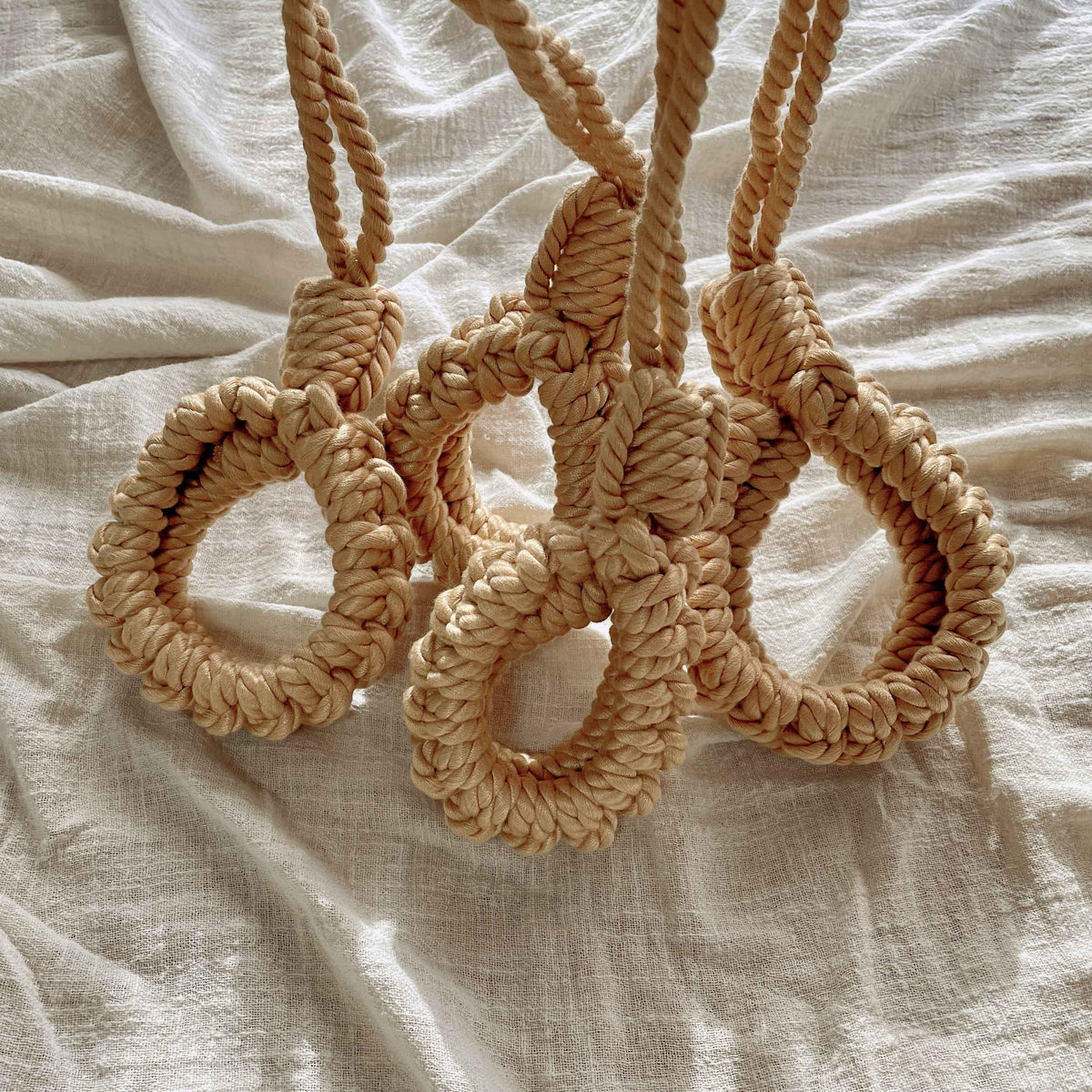 No-Escape Handcrafted Cotton Rope Cuffs - Soft Restraint Set (Beige)