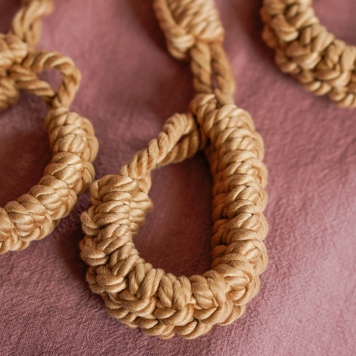 Hand-Woven Cotton Rope Neck to Wrist Restraint - Beige