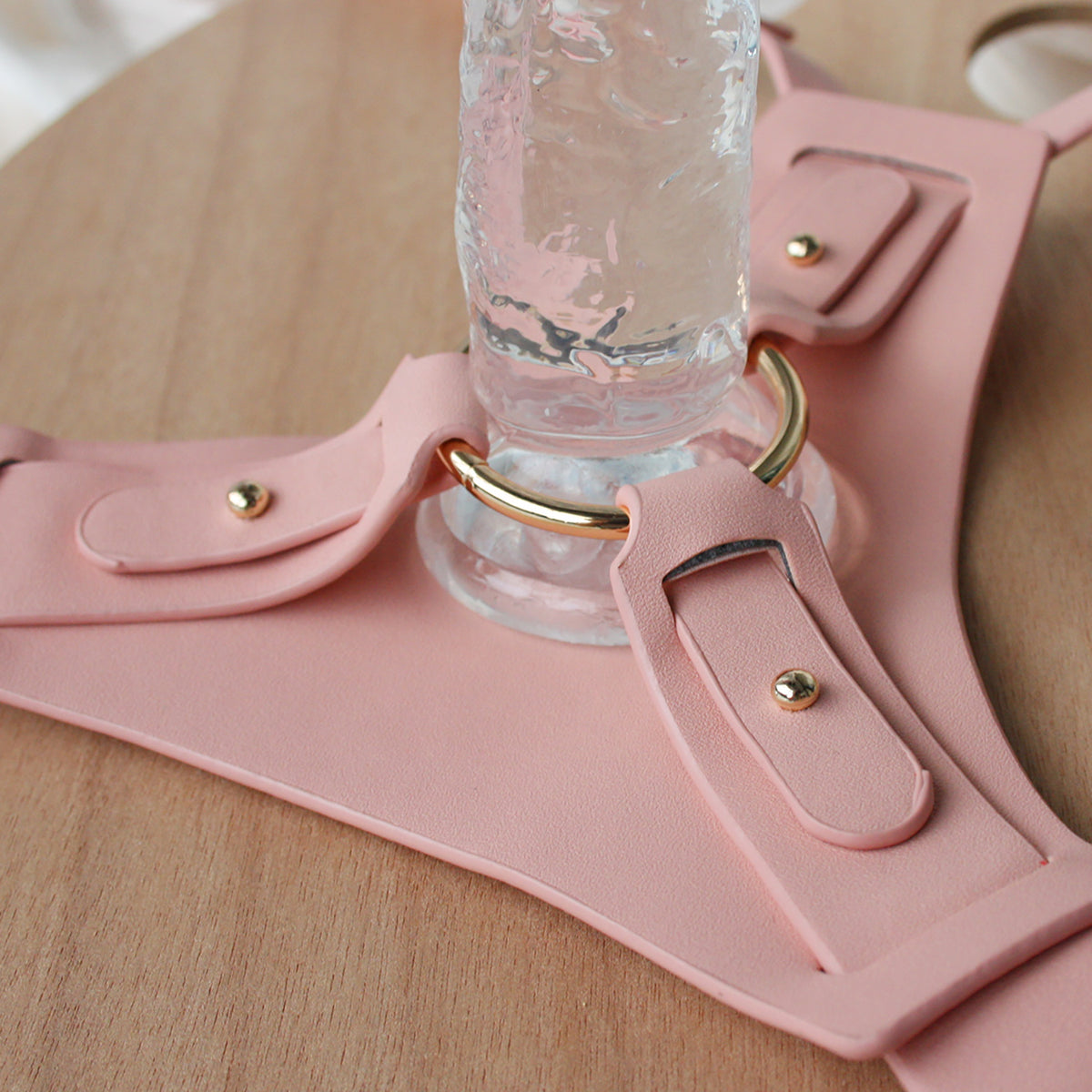Lesbian Pants with Dildo Pink Vegan Leather Strap on Harness