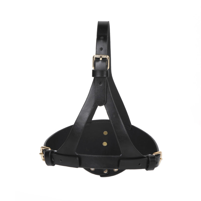 Half-Hood Head Bondage Muzzle Mask with Leash