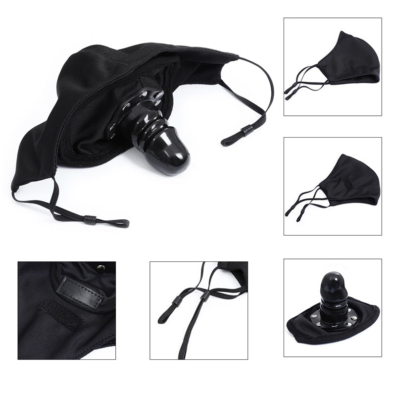 Mouth-Full Dildo Gag Face Mask - Breathable Mask with Siicone Dildo Gag