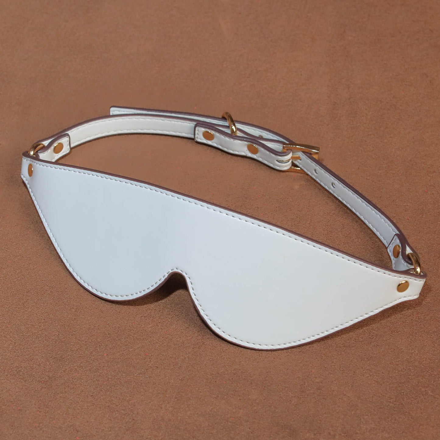 Strict Vegan Leather BDSM Blindfold – Adjustable PU Eye Mask for Sensory Play