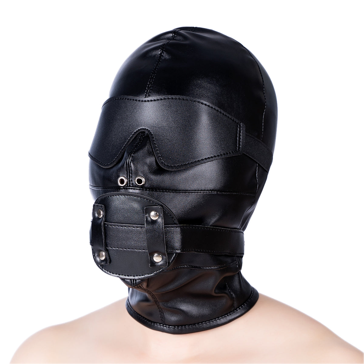 Total Lockdown Bondage Hood with Removable Blindfold and Dildo Gag