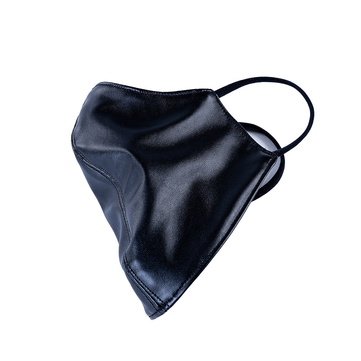 Black vegan leather fashion face mask with a hidden built-in silicone dildo gag for discreet public BDSM play by Sexy Maker.