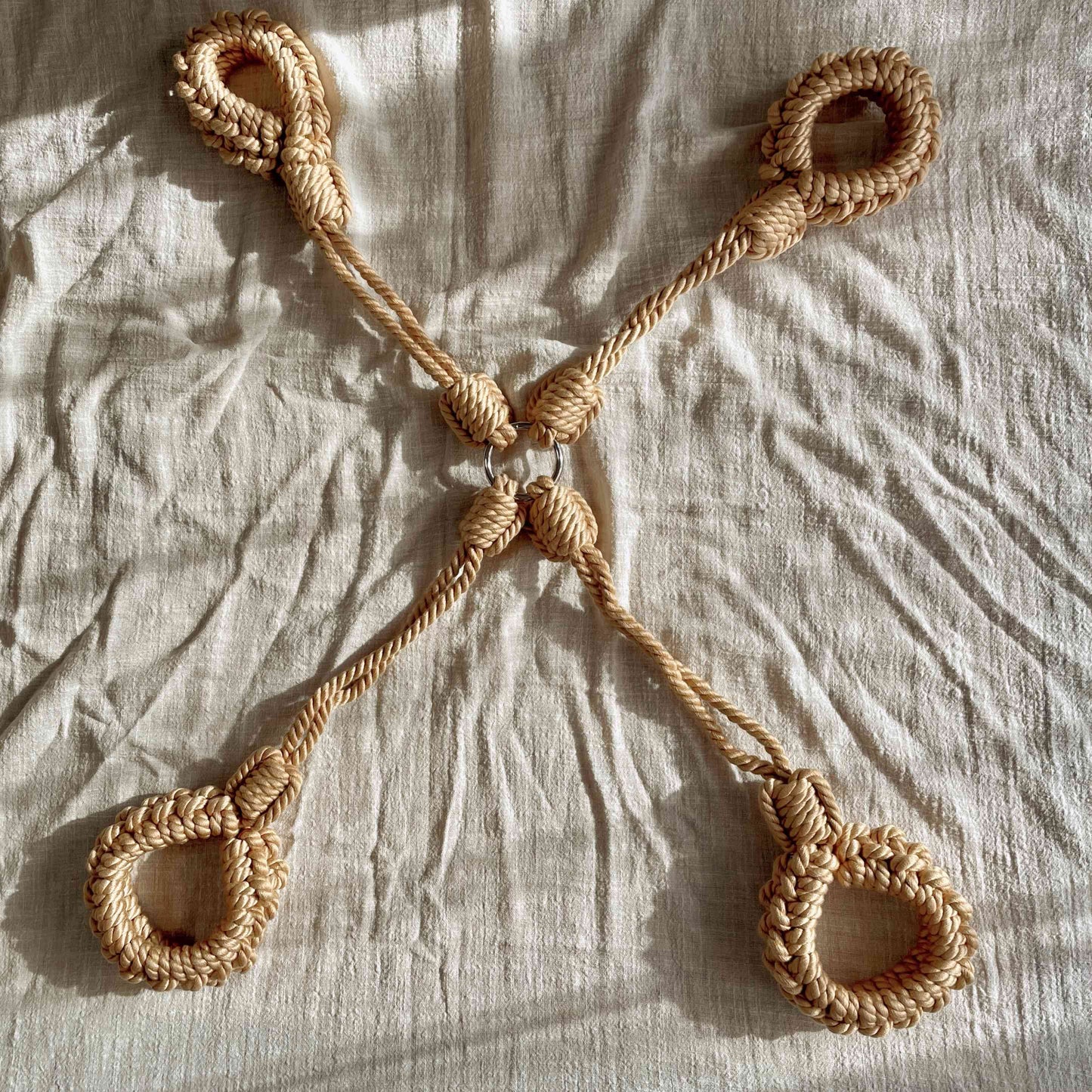 No-Escape Cotton Rope Wrist & Ankle Cuffs Set Beige – Soft to Touch, Hard to Resist