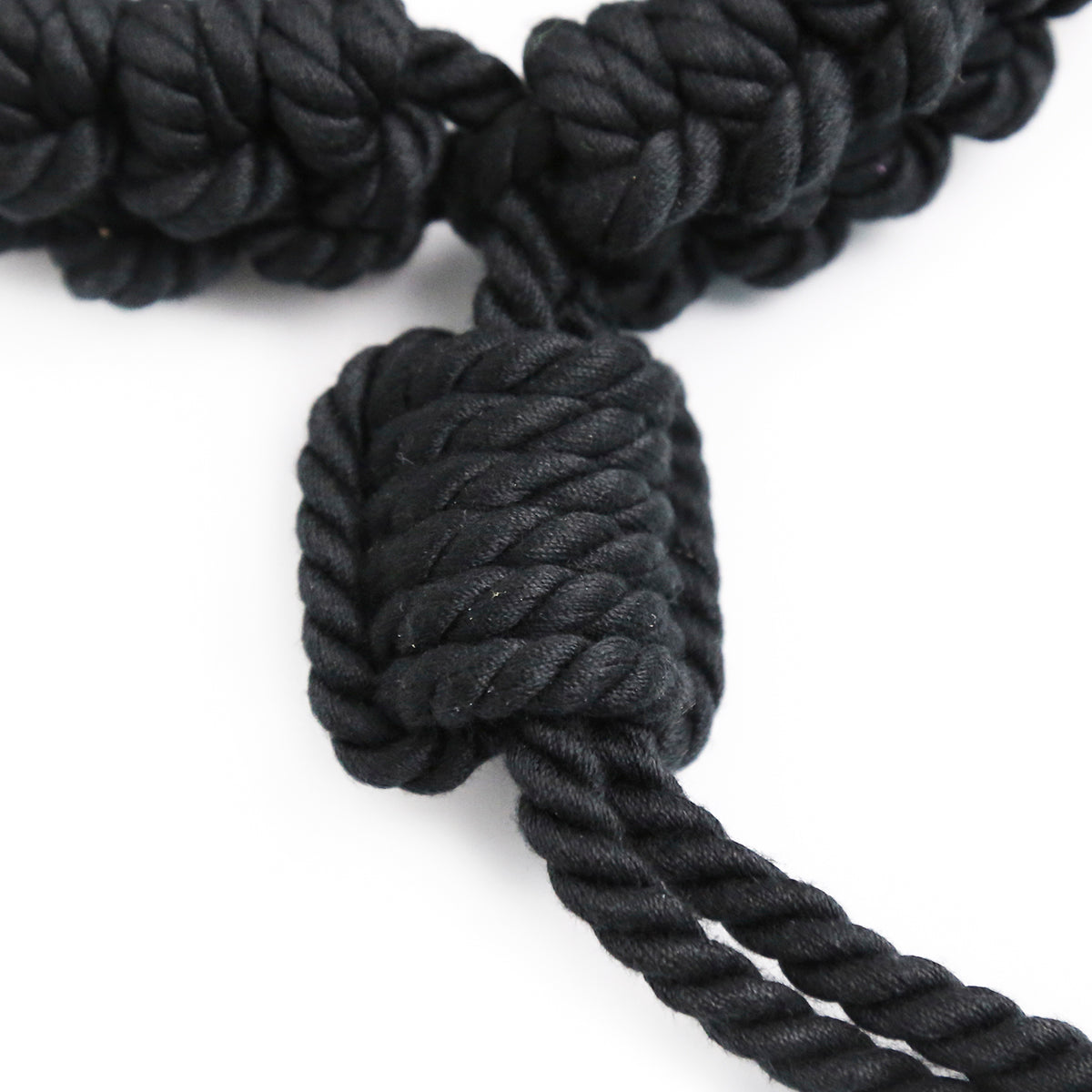 Handmade Cotton Rope Collar with Leash Black – Soft Kinky Restraint for Bondage