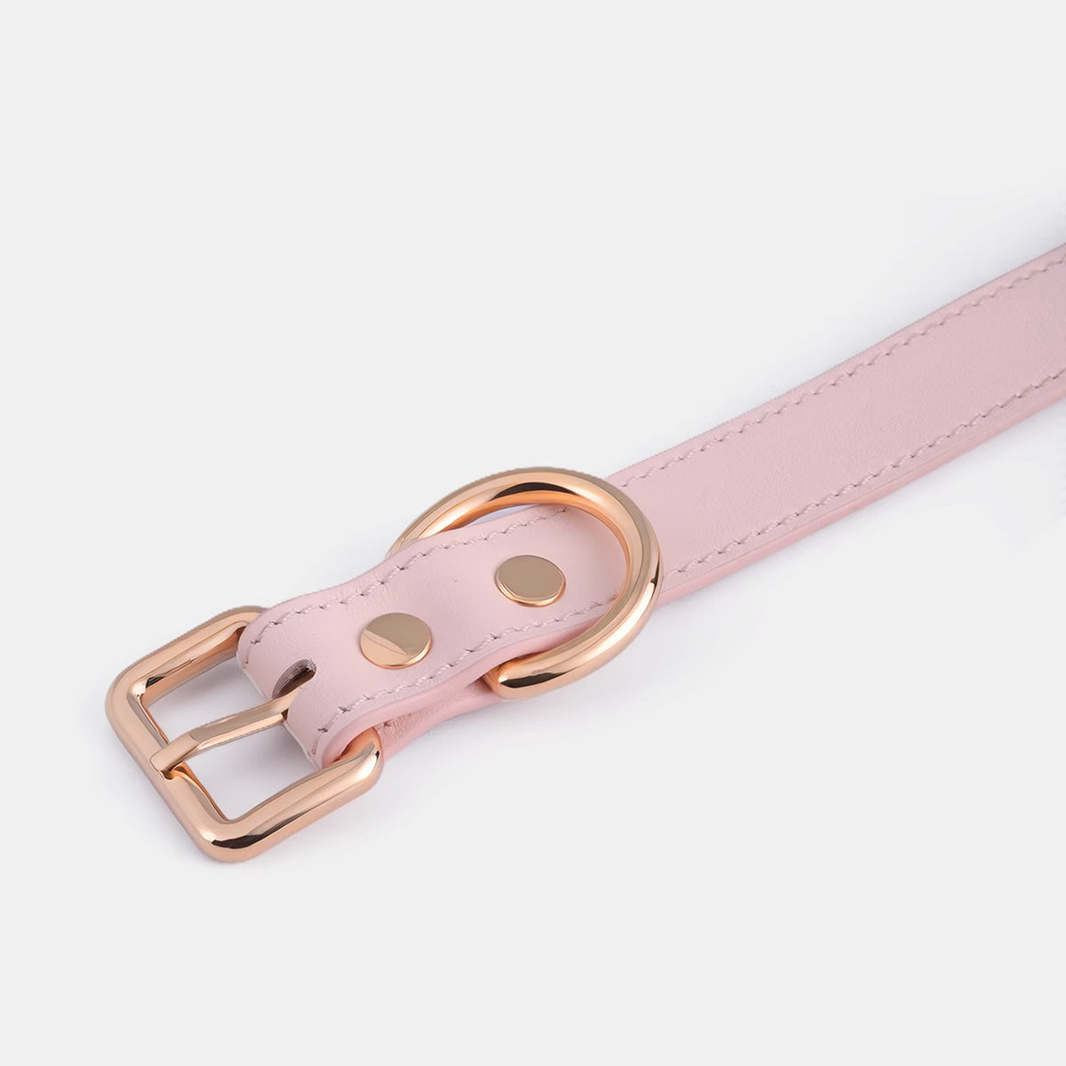 Blushing Devotion - Light Pink Leather Heart Hardware Collar & Leash Set