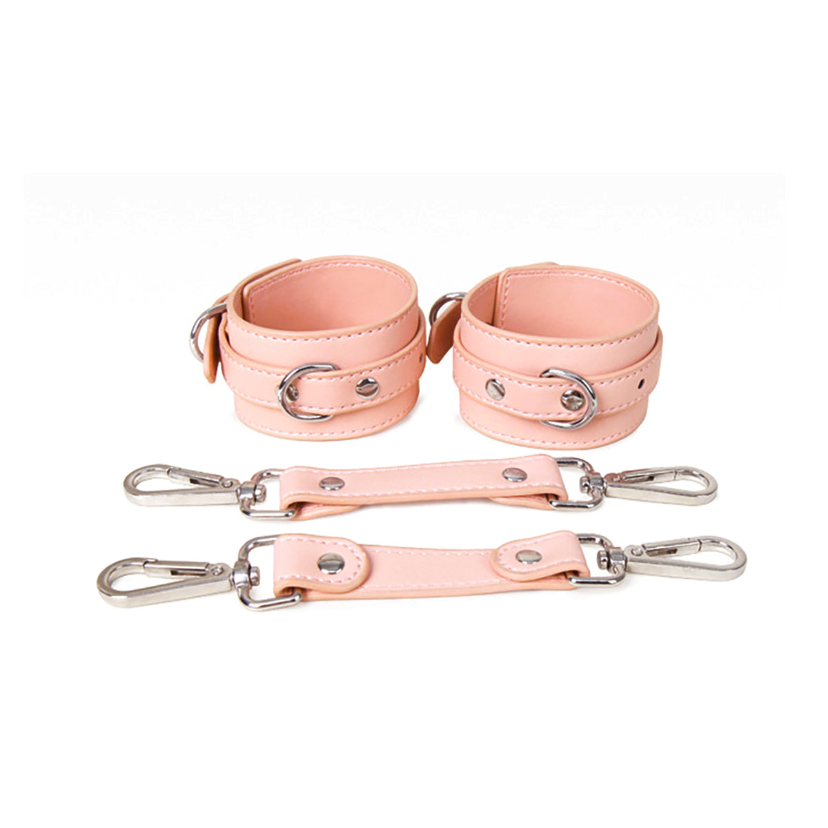 BDSM Open-Bust Pink Bondage Harness with Handcuffs & Leash