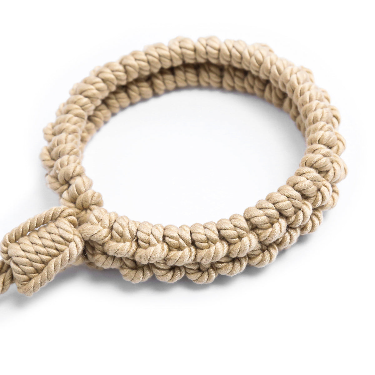 Handmade Cotton Rope Collar with Leash Beige – Soft Kinky Restraint for Bondage