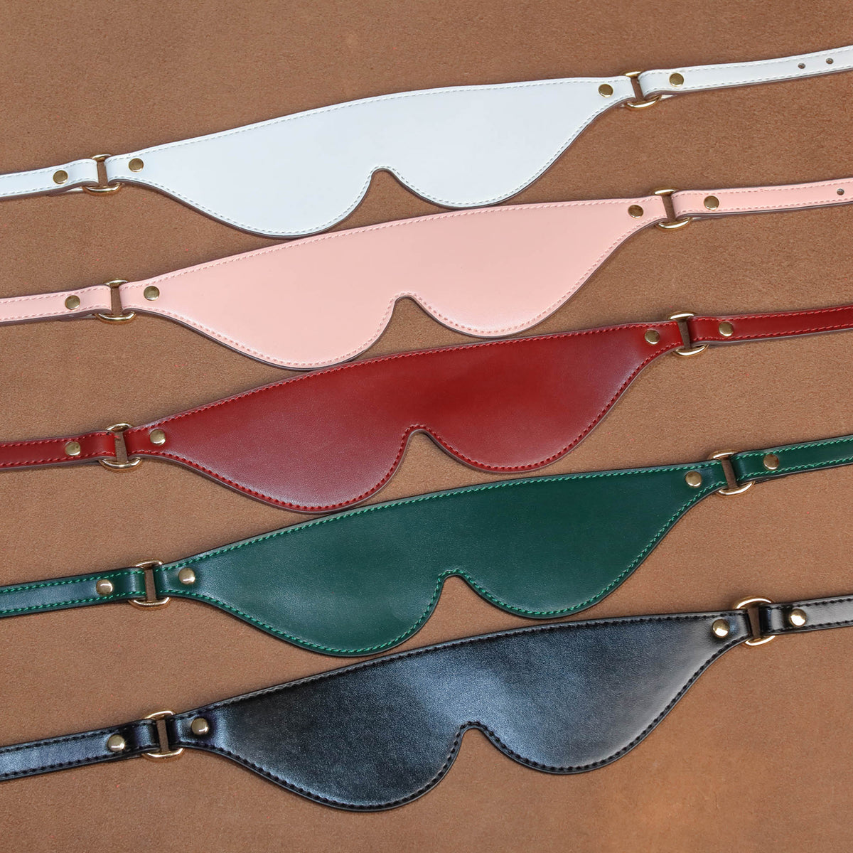 Strict Vegan Leather BDSM Blindfold – Adjustable PU Eye Mask for Sensory Play