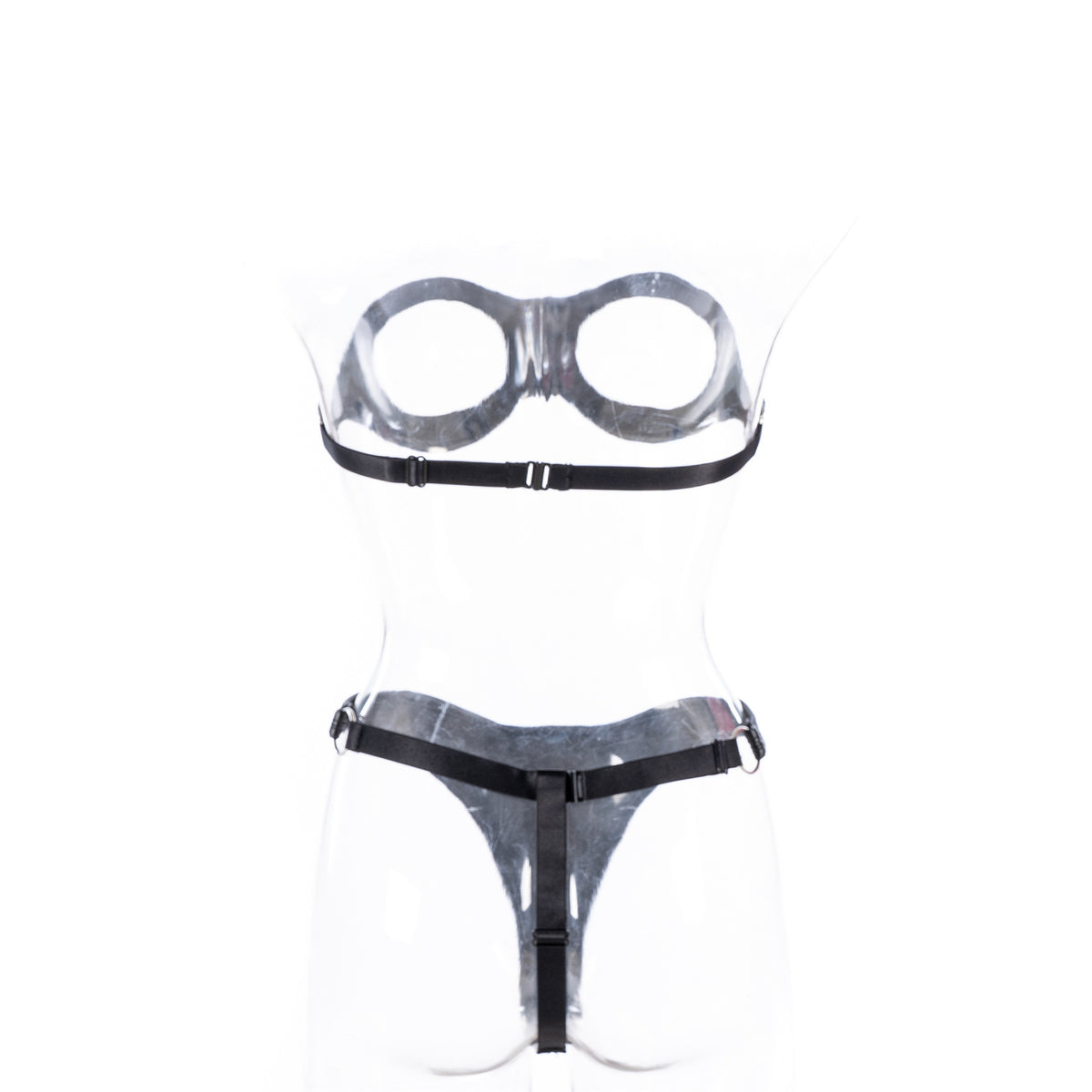 Open Bust PU Leather Bra & Sexy Thong 2 Piece Set Fetish Lingerie
