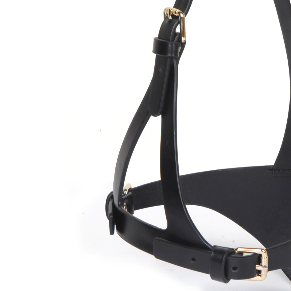 Half-Hood Head Bondage Muzzle Mask with Leash