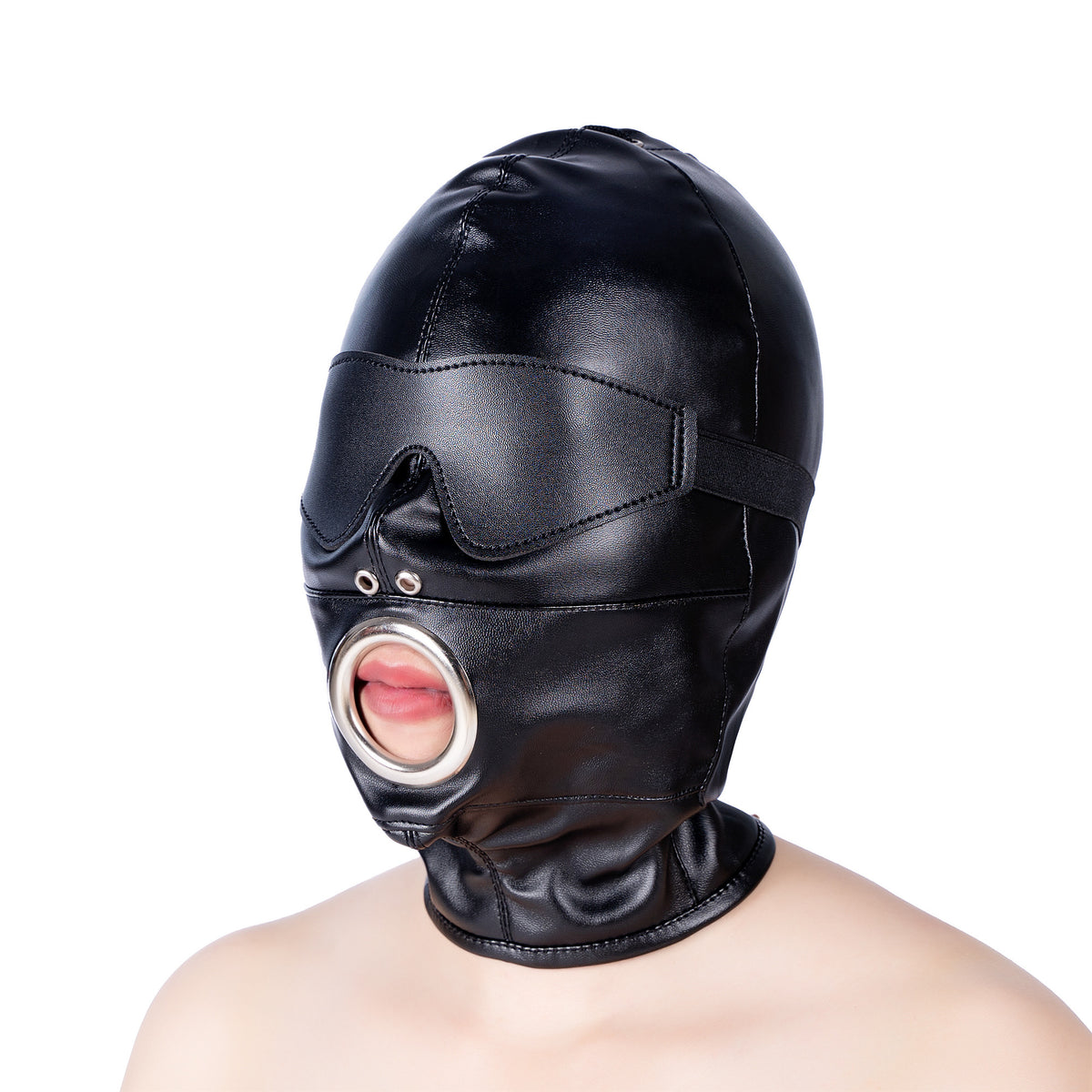 Total Lockdown Bondage Hood with Removable Blindfold and Dildo Gag