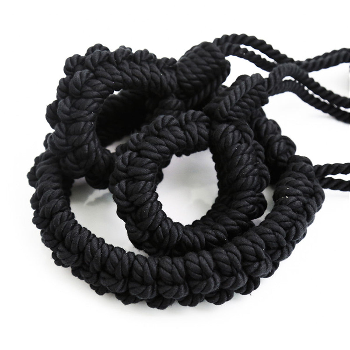 Hand-Woven Cotton Rope Neck to Wrist Restraint - Black