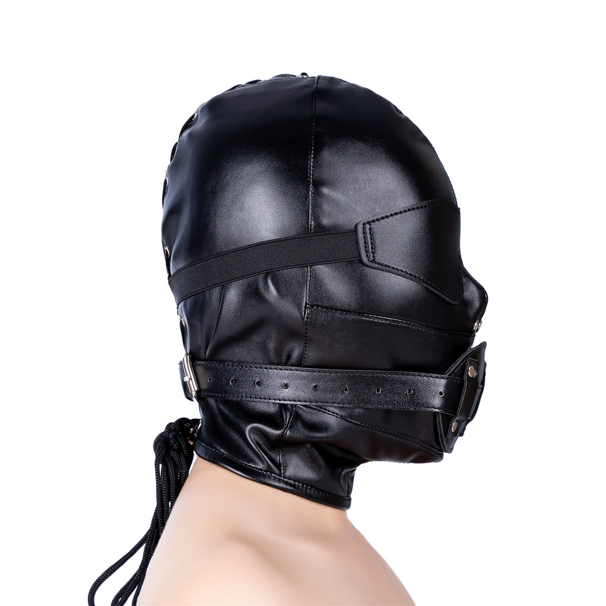 Total Lockdown Bondage Hood with Removable Blindfold and Dildo Gag