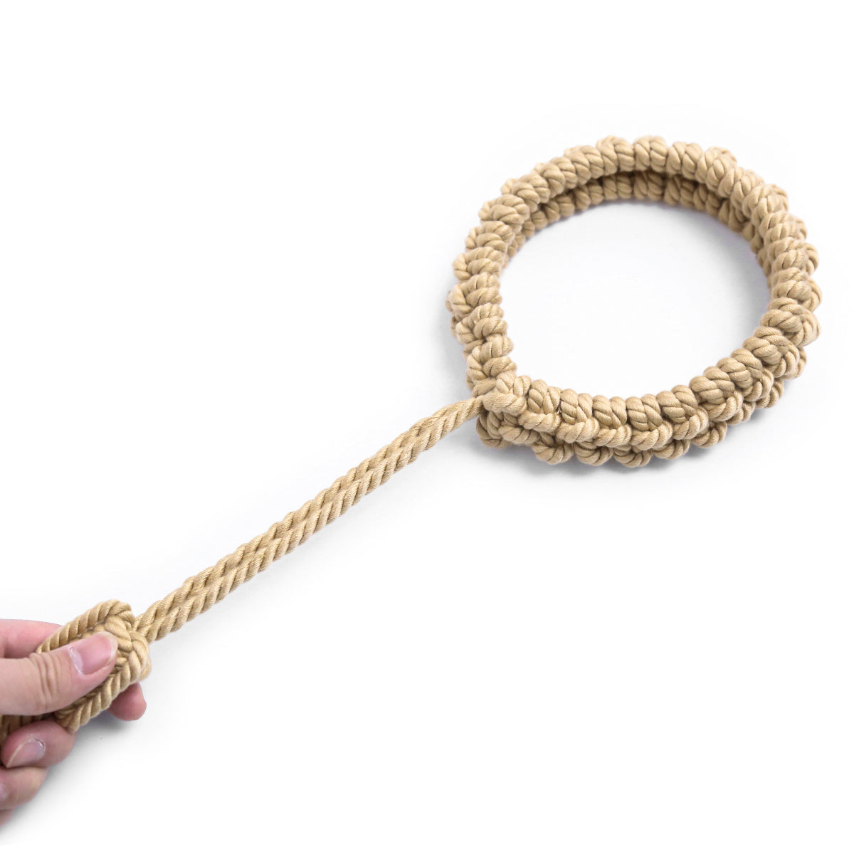 Handmade Cotton Rope Collar with Leash Beige – Soft Kinky Restraint for Bondage