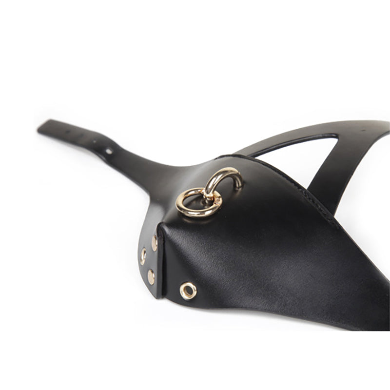 Half-Hood Head Bondage Muzzle Mask with Leash