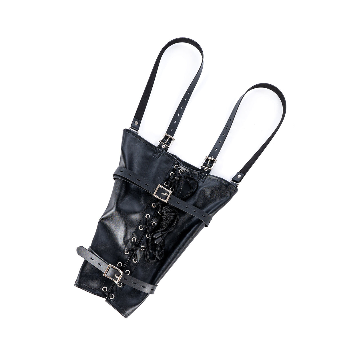 Adjustable Lace-up Back Restraint Vegan Leather Armbinder Black/White/Red/Rosered