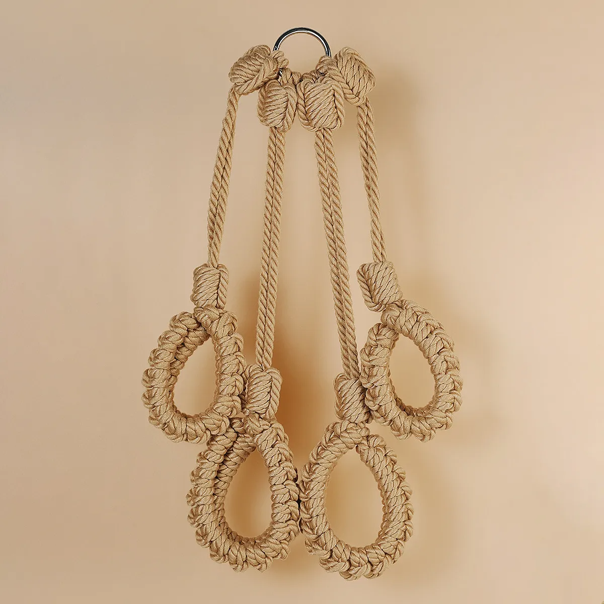 No-Escape Handcrafted Cotton Rope Cuffs - Soft Restraint Set (Beige)