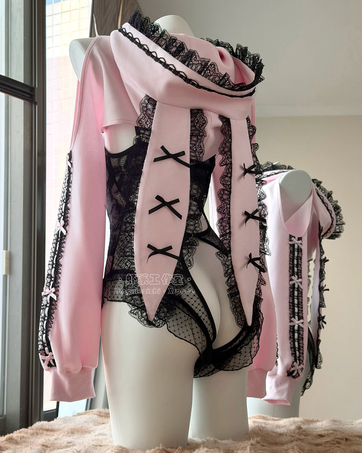 Sweet & Sinful Bunny Lingerie Set | Sheer Lace Leotard & Suspender Skirt