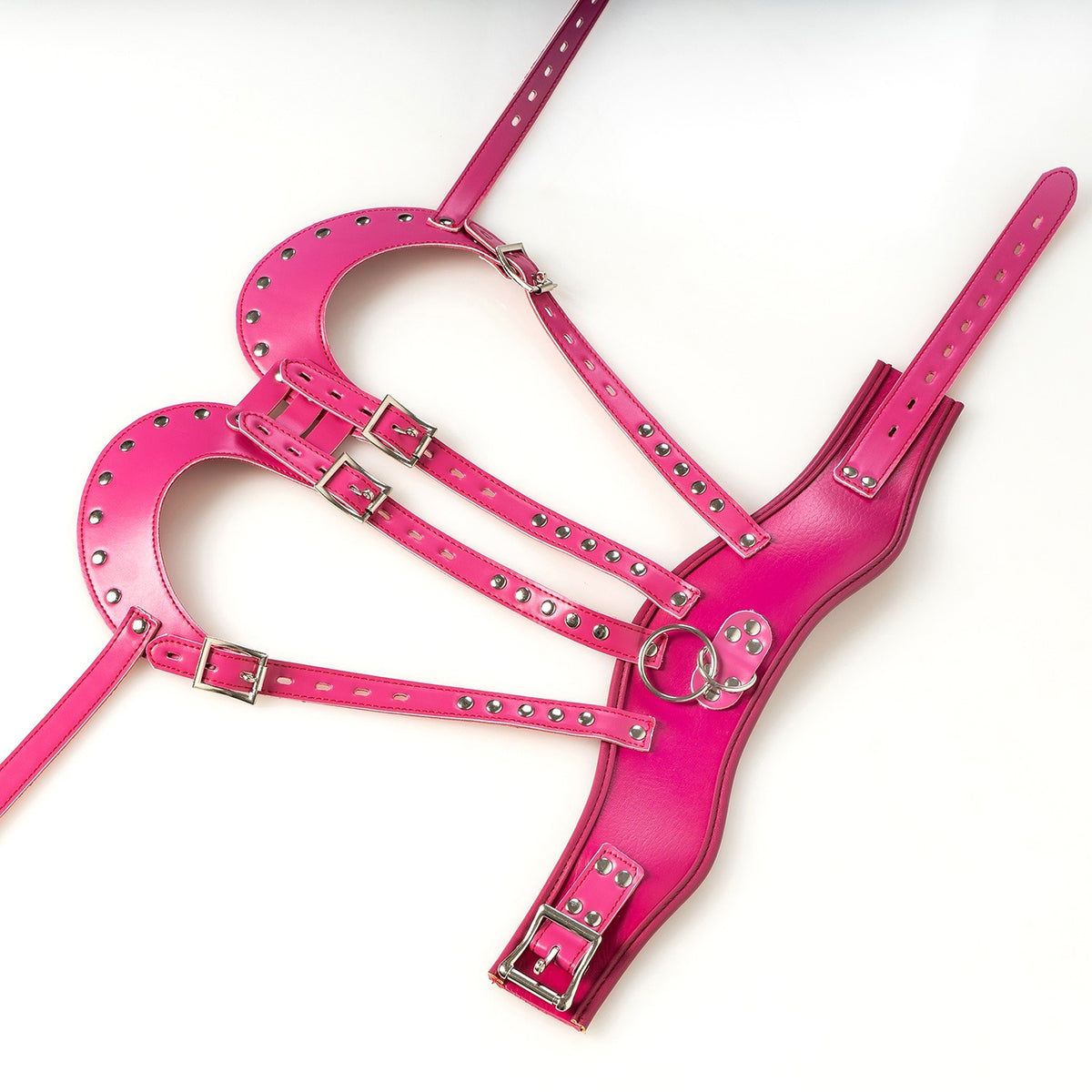 Seductive Studded Open-Bust Harness with O-Ring Collar