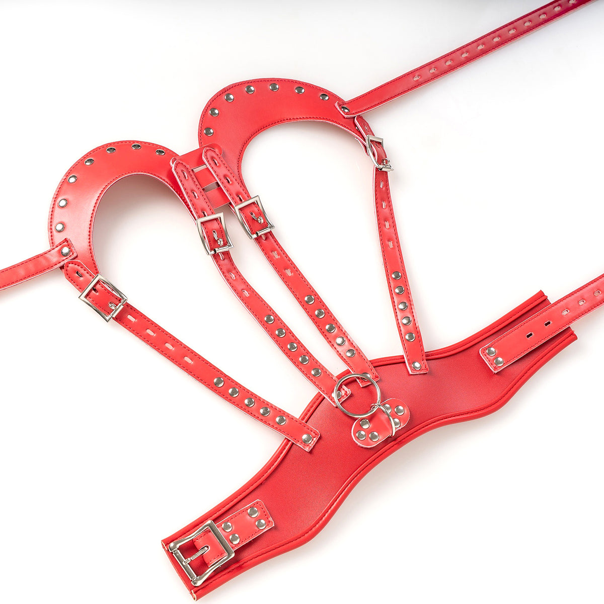 Seductive Studded Open-Bust Harness with O-Ring Collar