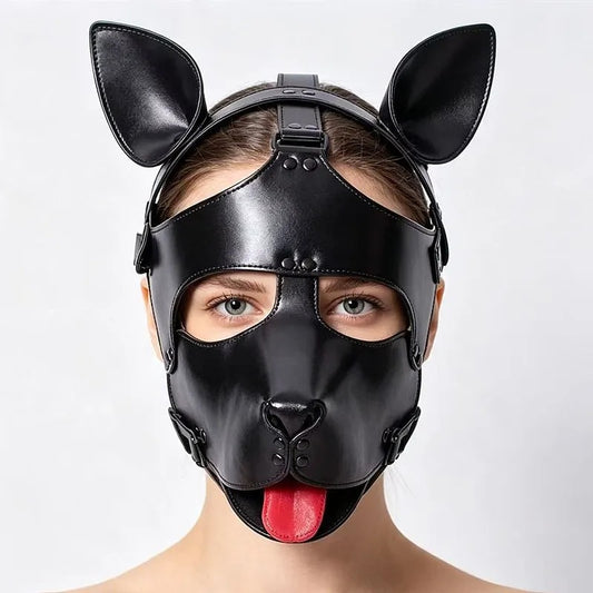 Immersive Puppy Play Mask & Fetish Hood Set | 2-Piece Vegan Leather Pet Gear