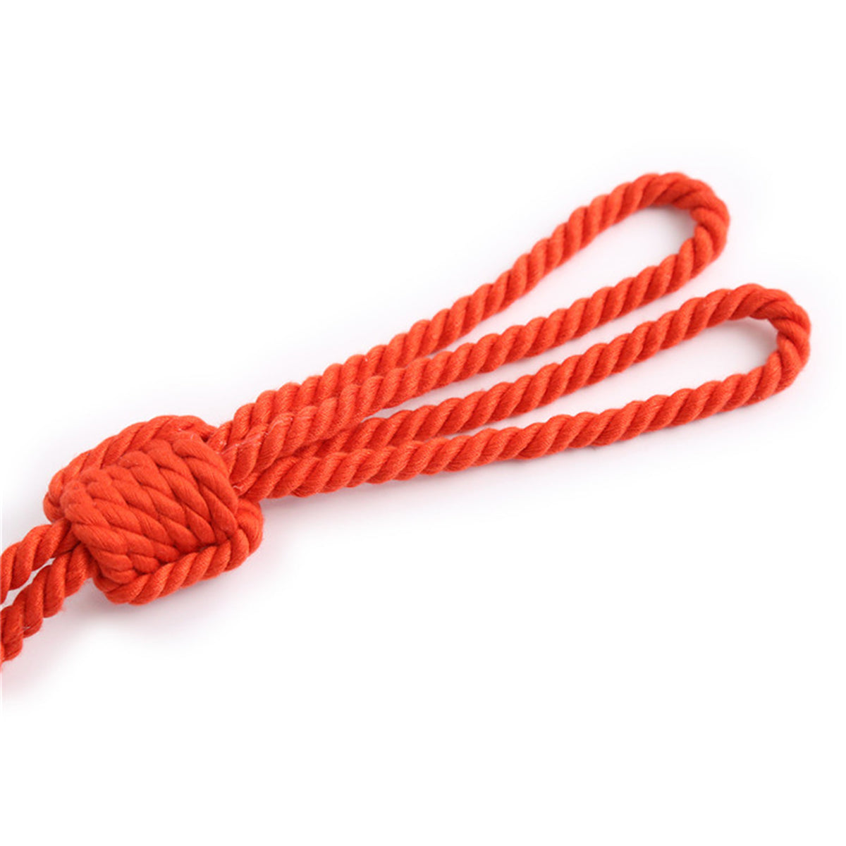Soft Cotton Rope Bondage Wrist Cuffs with Leash Red