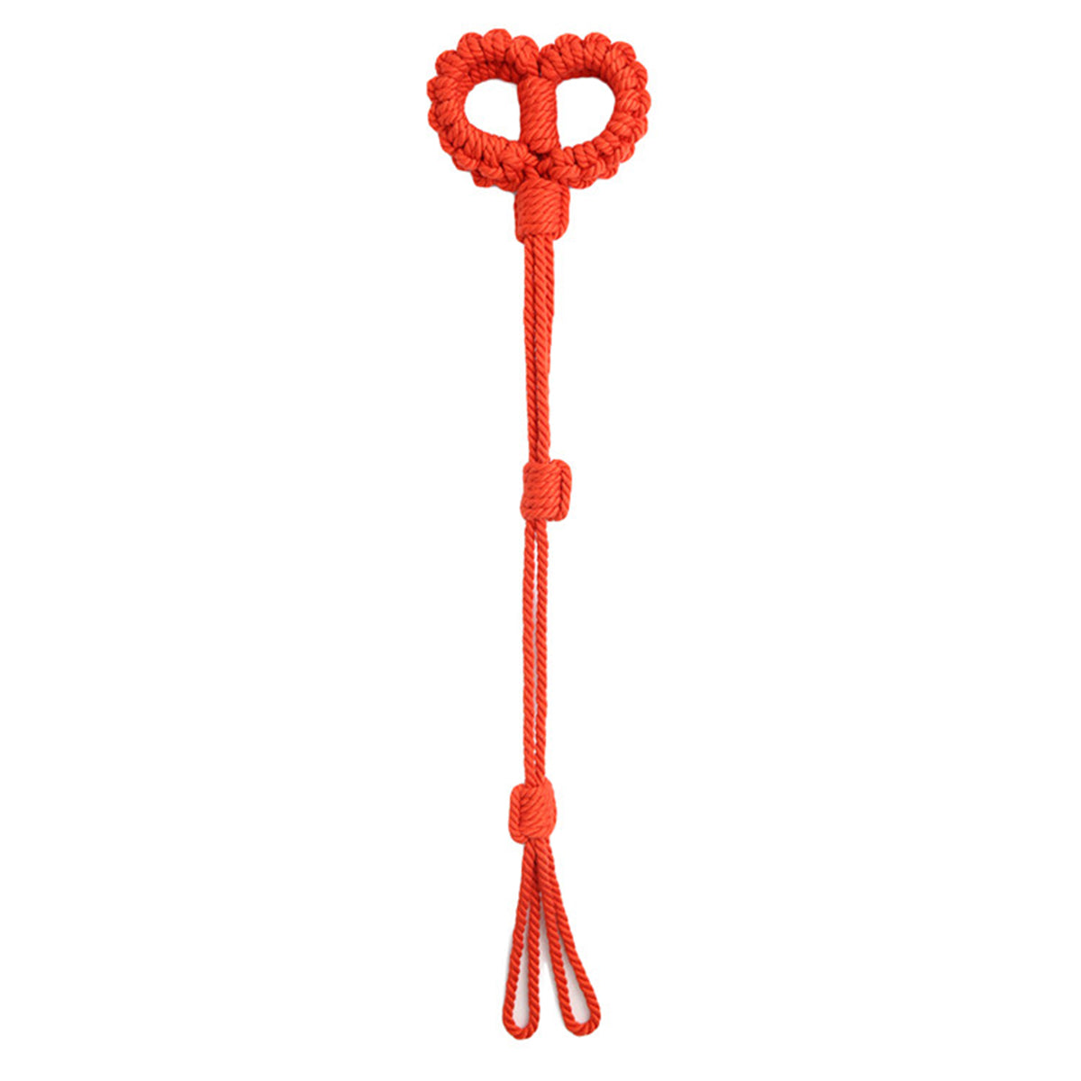 Soft Cotton Rope Bondage Wrist Cuffs with Leash Red