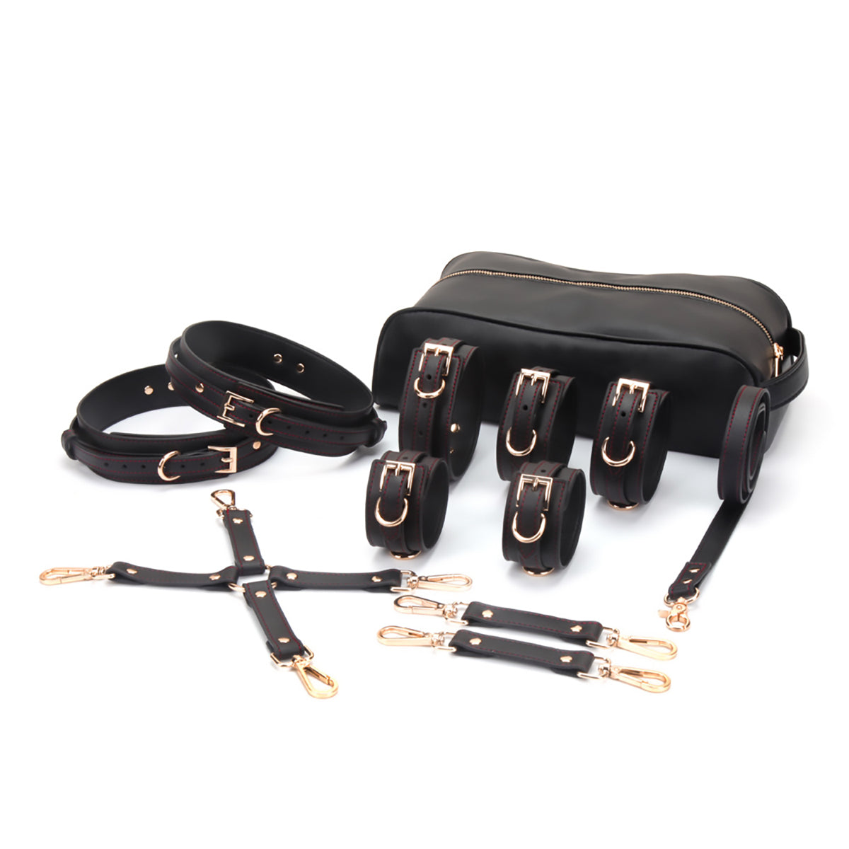 Classic Black 7-Piece Restraint Kit with Storage Bag For Complete Control